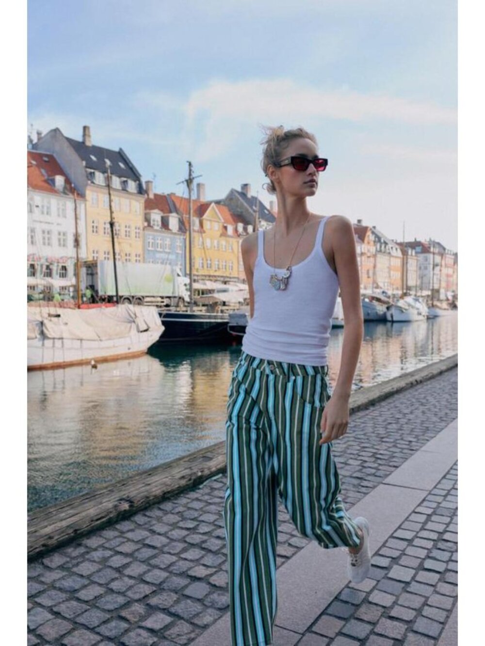ZARA Z1975 STRIPED BARREL JEANS